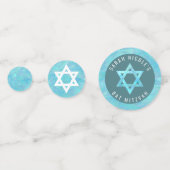 Bat Mitzvah Blue Opal Faux Waterverf Foto Confetti (Achterkanten)