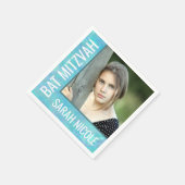 Bat Mitzvah Blue Opal Glam Party Custom Photo Servet (Hoek)