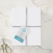 Bat Mitzvah Blue Opal Magen David Bedankt Cadeaulabel (Met Touw)