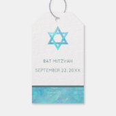Bat Mitzvah Blue Opal Magen David Bedankt Cadeaulabel (Achterkant)