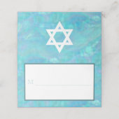 Bat Mitzvah Blue Opal Waterverf Party Escort Plaatskaartje (Buitenkant ongevouwen)