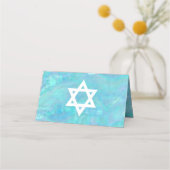 Bat Mitzvah Blue Opal Waterverf Party Escort Plaatskaartje (Achterkant)
