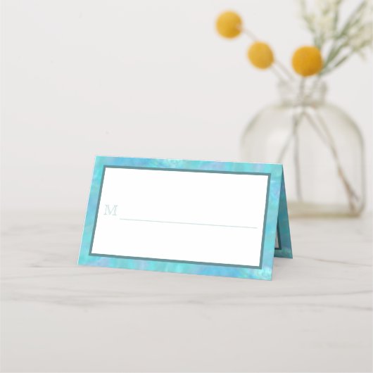 Bat Mitzvah Blue Opal Waterverf Party Escort Plaatskaartje (Voorkant)