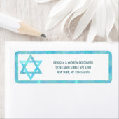 Bat Mitzvah Blue Opal Waterverf Stijlvolle Star Etiket (Insitu)