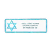 Bat Mitzvah Blue Opal Waterverf Stijlvolle Star Etiket (Voorkant)
