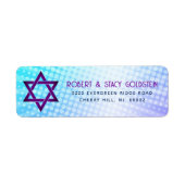 Bat Mitzvah Blue Paarse Gradient Retro Fun Adres Etiket (Voorkant)