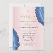 Bat Mitzvah Blue Pink Gold Jewish Kaart (Voorkant)