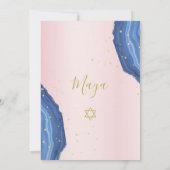 Bat Mitzvah Blue Pink Gold Jewish Kaart (Achterkant)