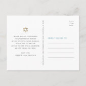Bat Mitzvah Blue Save the Date Floral Waterverf Uitnodiging Briefkaart (Achterkant)