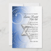 Bat Mitzvah Blue Shimmer Star van David Kaart (Voorkant)