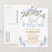 Bat Mitzvah Blue Waterverf Bloemen Briefkaart (Voorkant / Achterkant)