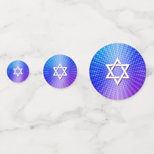 Bat Mitzvah Bold Boho Retro Blauw Paarse Gradiënt Confetti (Voorkanten)