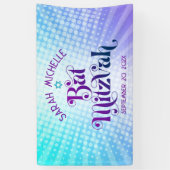 Bat Mitzvah Bold Boho Retro Blauw Paarse Gradiënt Spandoek (Verticaal)