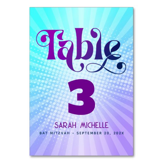 Bat Mitzvah Bold Retro Boho Blauw Paarse Gradiënt Kaart (Voorkant)