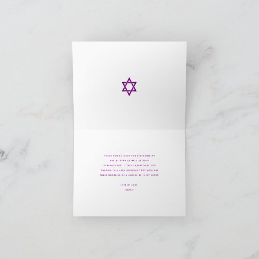 Bat Mitzvah Bold Retro Boho Roze Oranje Gradient Bedankkaart (Binnen)