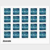 Bat Mitzvah Bold Turquoise Gouden Agaat Ombre Scri Vierkante Sticker (Vel)