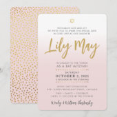 Bat Mitzvah bord roze goud elegant script Kaart (Voorkant / Achterkant)