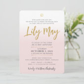 Bat Mitzvah bord roze goud elegant script Kaart (Staand voorkant)