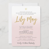 Bat Mitzvah bord roze goud elegant script Kaart (Voorkant)