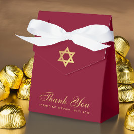 Bat Mitzvah bordeauxrood namaak goud folie ster da Bedankdoosjes