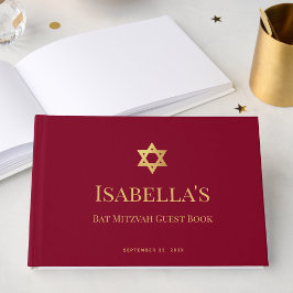 Bat Mitzvah bordeauxrood namaak gouden davidster m Gastenboek