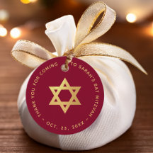 Bat Mitzvah bordeauxroze namaakgoud folie davidste