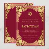 Bat Mitzvah Bourgondië Nepgoud Vintage Religieus Kaart (Voorkant / Achterkant)