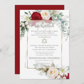 BAT MITZVAH | Bourgondische pioenroos vers 1 Kaart (Voorkant / Achterkant)