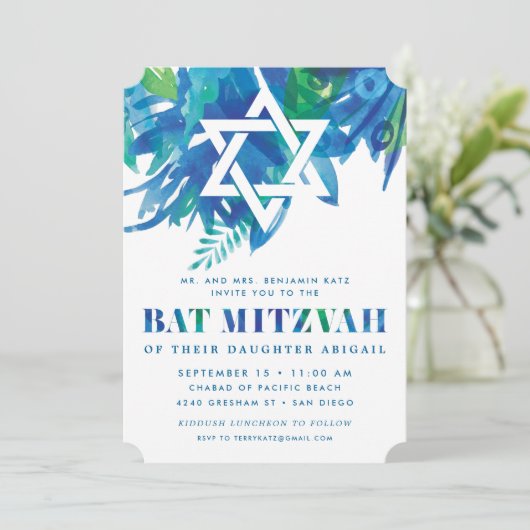 Bat Mitzvah Breeze Kaart (Staand voorkant)