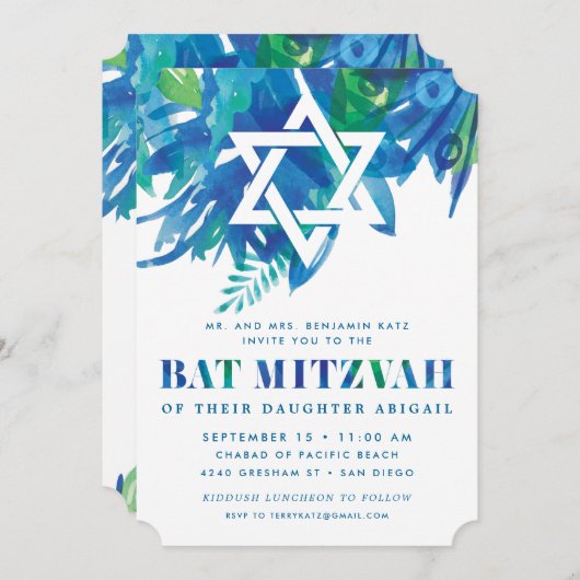Bat Mitzvah Breeze Kaart (Voorkant / Achterkant)
