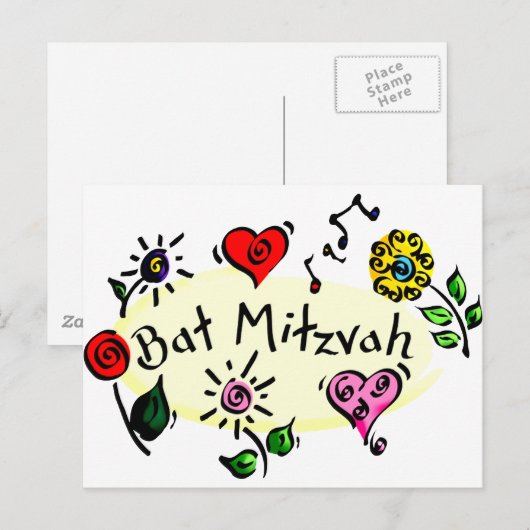 Bat Mitzvah Briefkaart (Voorkant / Achterkant)