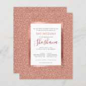 Bat Mitzvah Budget Roos Gold Glitter Uitnodiging (Voorkant / Achterkant)