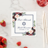 Bat Mitzvah Burgundy Blue Floral Servet (Insitu)