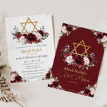 Bat Mitzvah Burgundy Blush Floral Gold Star Kaart<br><div class="desc">Pas deze mooie Bourgogne aan en maak de blinde florale vleermuizen met de uitnodiging van mitzvah gemakkelijk en snel een eigen formulering aan, druk eenvoudig de pas het knoop aan om de stijl en de plaatsing van de tekst verder te herschikken en te formatteren. Overeenkomende objecten in de winkel! c)...</div>