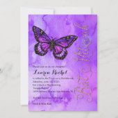 Bat Mitzvah Butterfly Paars en Roze geverfd Kaart (Voorkant)