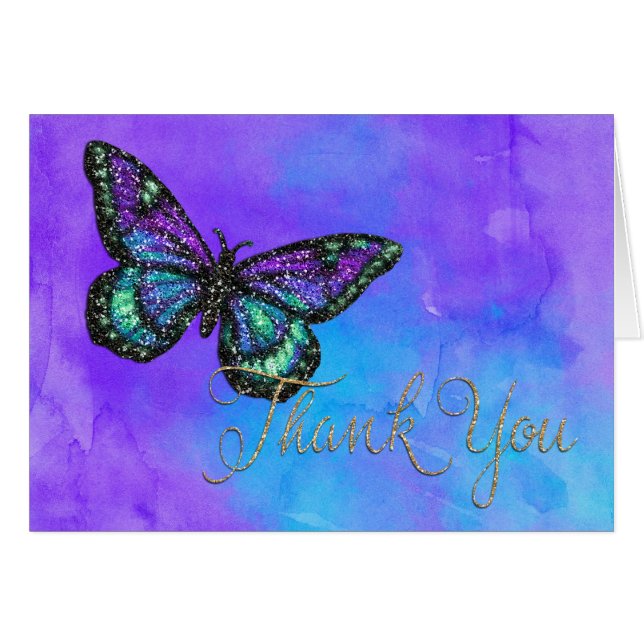 Bat Mitzvah Butterfly Paars en Turquoise Painted (Voorkant Horizontaal)