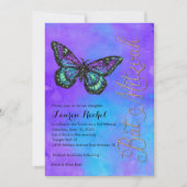 Bat Mitzvah Butterfly Paars en Turquoise Painted Kaart (Voorkant)