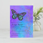 Bat Mitzvah Butterfly Paars en Turquoise Painted Kaart (Staand voorkant)
