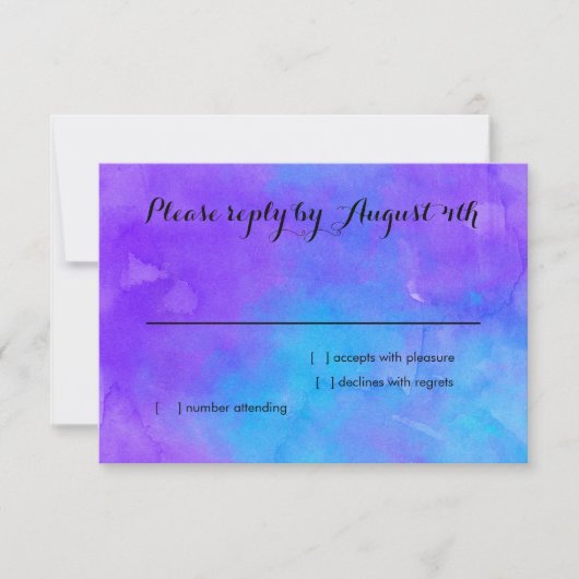 Bat Mitzvah Butterfly Paars en Turquoise Painted RSVP Kaartje (Voorkant)