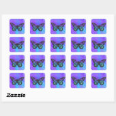 Bat Mitzvah Butterfly Paars en Turquoise Painted Vierkante Sticker (Vel)
