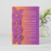 Bat Mitzvah Butterfly Paars Sinaasappel Ombre Kaart (Staand voorkant)