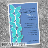 Bat Mitzvah Butterfly Turquoise en elke kleur Folie Uitnodiging