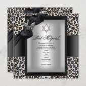 Bat Mitzvah Cheetah Black Butterfly Kaart (Voorkant / Achterkant)