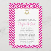 BAT MITZVAH chervon patroon goud glittery roze Kaart (Voorkant / Achterkant)