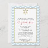 BAT MITZVAH chevron patroon goud glitterig blauw Kaart (Voorkant)