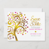 Bat Mitzvah Chic Goud Roze & Rode Folie Boom van h Save The Date (Voorkant)