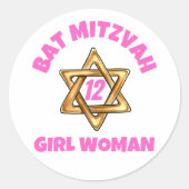 Bat Mitzvah Classic Round Sticker (Voorkant)