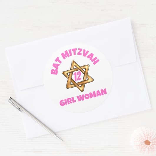 Bat Mitzvah Classic Round Sticker (Envelop)