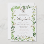 Bat Mitzvah Classic Script Waterverf Foliage Kaart (Voorkant)