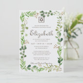 Bat Mitzvah Classic Script Waterverf Foliage Kaart (Staand voorkant)